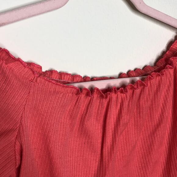 coral long sleeve crop top sz medium - Picture 5 of 6